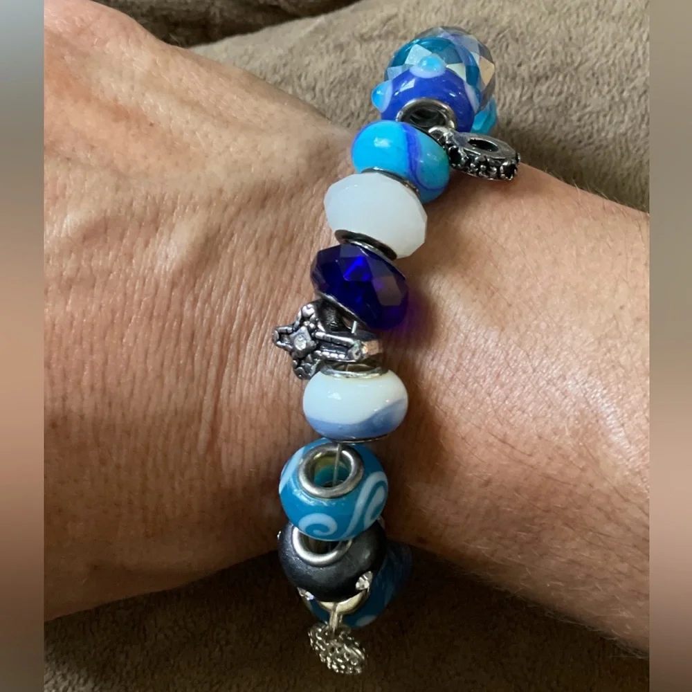 Handmade Bracelet with Charms and Blown Glass Beads - Picture 10 of 13